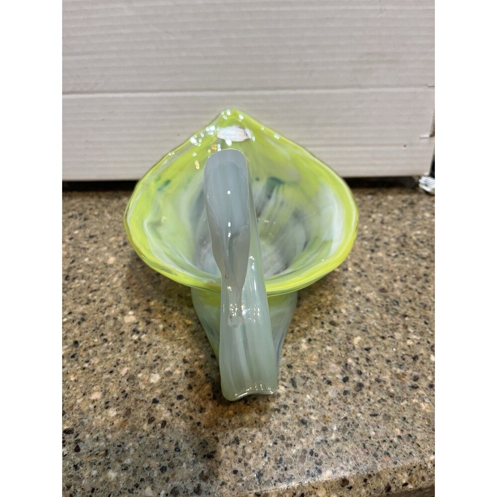 Large Cherokee Glass Wagon Hill Cobalt Blue & White Art Glass Swan Bowl-SALE